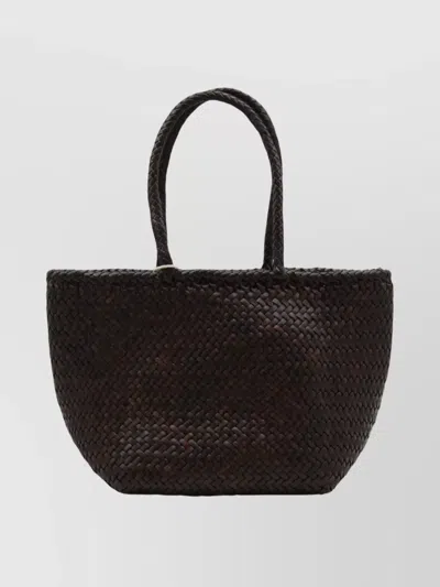 Dragon Diffusion Woven Texture Tote Bag With Dual Handles In Brown