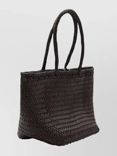 Dragon Diffusion Woven Texture Tote Bag With Dual Handles In Brown