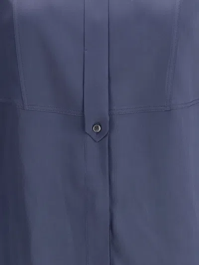 Brunello Cucinelli Long-sleeve Silk Shirt In Blue