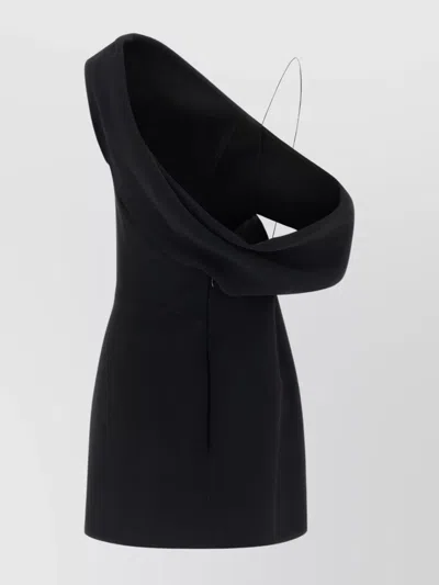 Jacquemus One Shoulder Mini Dress With Asymmetric Neckline In Black