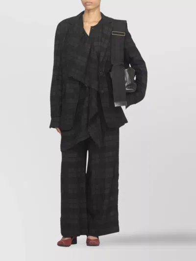 Uma Wang Long Blazer With Notched Lapels And Pockets In Black