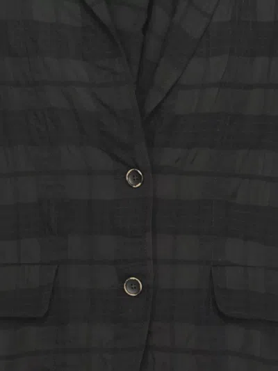 Uma Wang Long Blazer With Notched Lapels And Pockets In Black