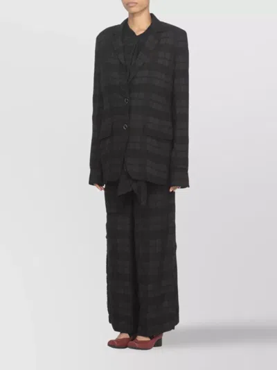 Uma Wang Long Blazer With Notched Lapels And Pockets In Black