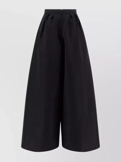 Carolina Herrera High Waist Wide Leg Pleated Trousers In Black