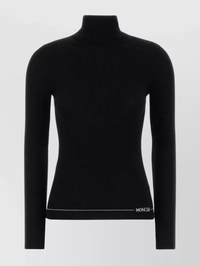Moncler Fitted Turtleneck Knitwear Long Sleeves In Black