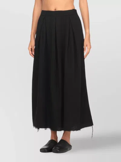 Uma Wang Midi-length Flared Skirt With Hook And Button Closure In Black