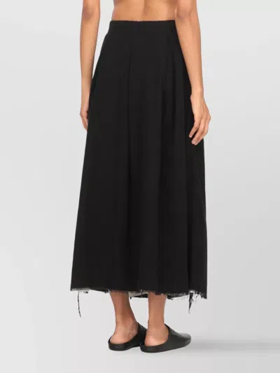 Uma Wang Midi-length Flared Skirt With Hook And Button Closure In Black