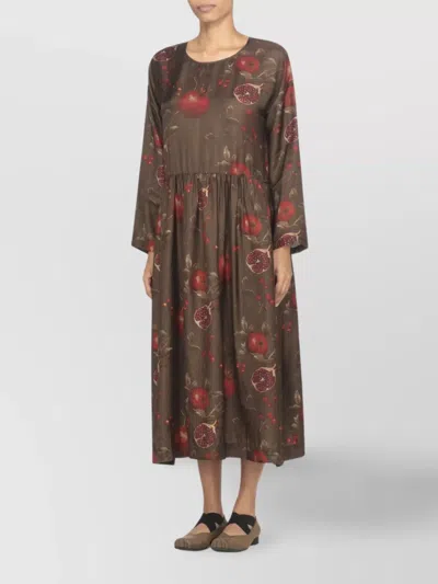 Uma Wang Crewneck Long Sleeves Fruit Print Dress In Multi