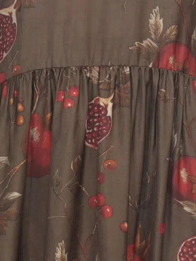 Uma Wang Crewneck Long Sleeves Fruit Print Dress In Multi