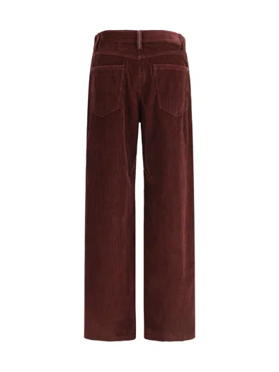 Brunello Cucinelli Wide-leg Bordeaux Velvet Trousers Women In Multi
