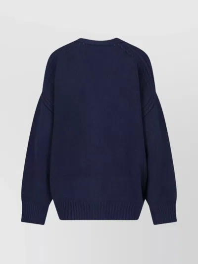 Sa Su Phi Navy Blue Knitted Cardigan With V-neckline And Button-down Front In Blue