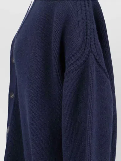 Sa Su Phi Navy Blue Knitted Cardigan With V-neckline And Button-down Front In Blue