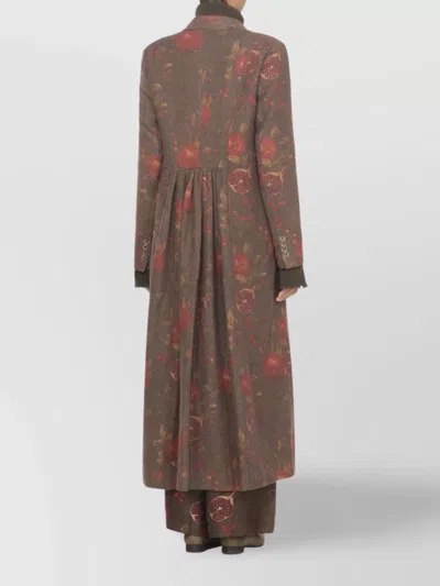 Uma Wang Double-breasted Floral Pattern Wool Coat In Multi