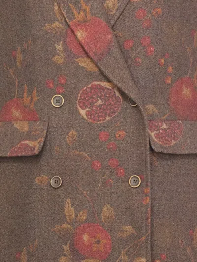 Uma Wang Double-breasted Floral Pattern Wool Coat In Multi
