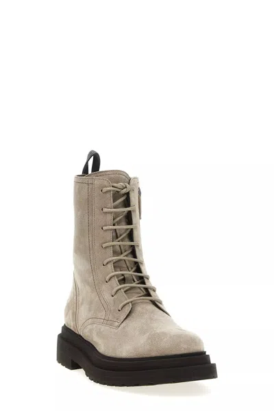 Brunello Cucinelli Laced Ankle Boots In Gray