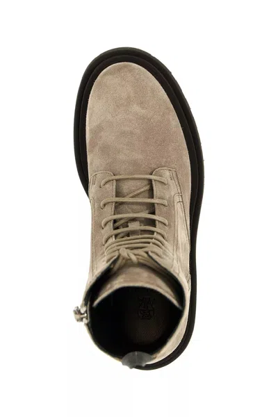 Brunello Cucinelli Laced Ankle Boots In Gray