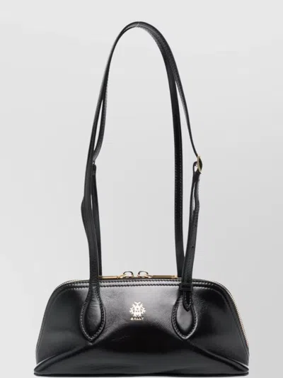 Bally Leather Shoulder Bag Adjustable Strap In Black