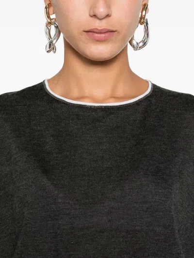 Brunello Cucinelli Round-neck Cashmere Top In Gray