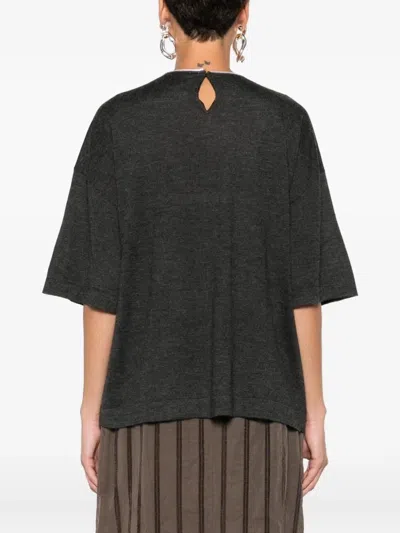 Brunello Cucinelli Round-neck Cashmere Top In Gray