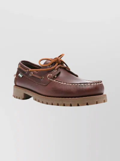Sebago Round Toe Brogues With Eyelet And Stitching In Brown