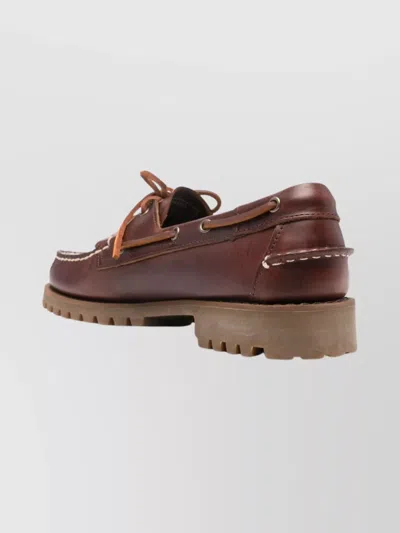 Sebago Round Toe Brogues With Eyelet And Stitching In Brown