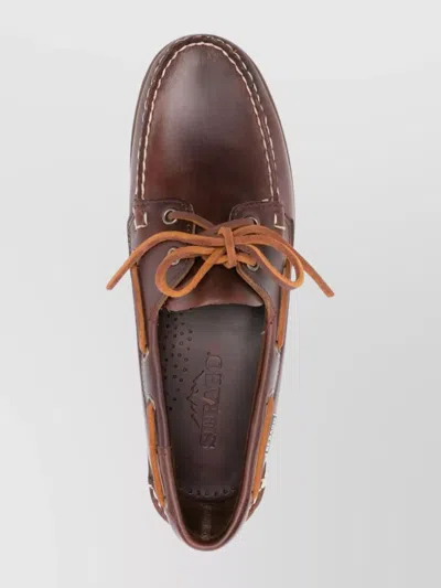 Sebago Round Toe Brogues With Eyelet And Stitching In Brown