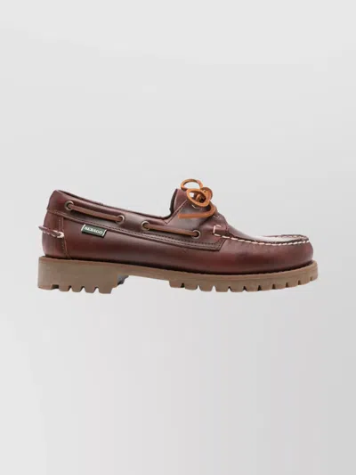Sebago Round Toe Brogues With Eyelet And Stitching In Brown