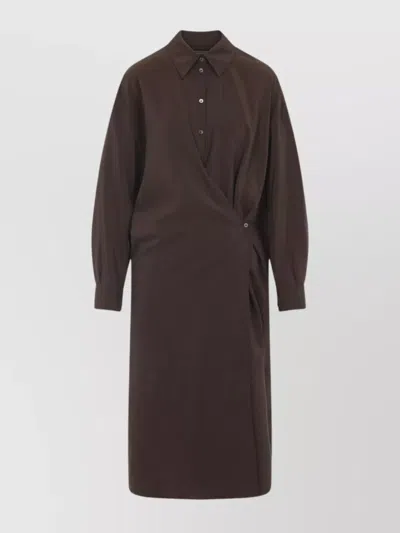 Lemaire Twisted Dress With Straight Collar And Buttons In Burgundy