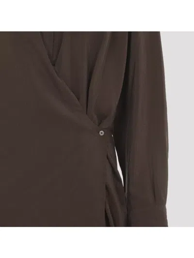 Lemaire Twisted Dress With Straight Collar And Buttons In Burgundy