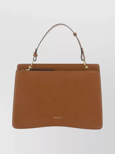 Coccinelle Structured Brown Leather Top Handle Handbag In Brown