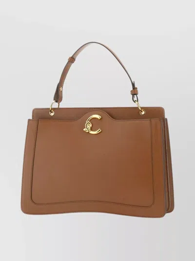 Coccinelle Structured Brown Leather Top Handle Handbag In Brown