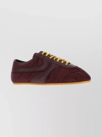 Dries Van Noten Low-top Nylon Running Sneakers With Leather Inserts In Brown