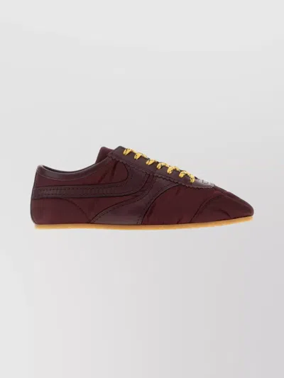Dries Van Noten Low-top Nylon Running Sneakers With Leather Inserts In Brown