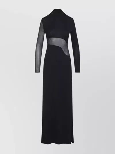 Alaïa Sheer Bodice High-neck Dress In Black