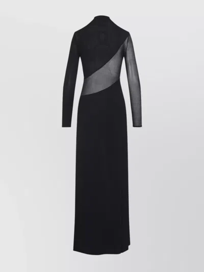 Alaïa Sheer Bodice High-neck Dress In Black