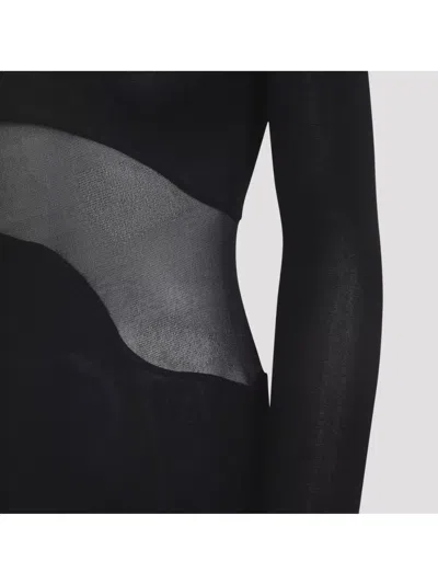 Alaïa Sheer Bodice High-neck Dress In Black