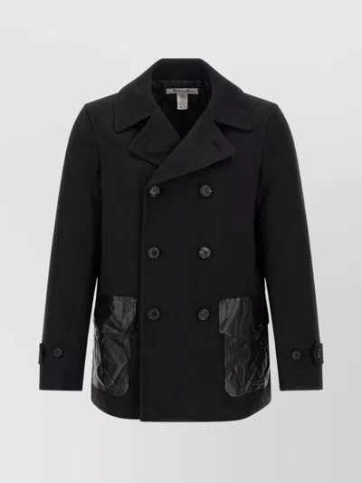 Comme Des Garçons Double-breasted Canvas Coat In Black