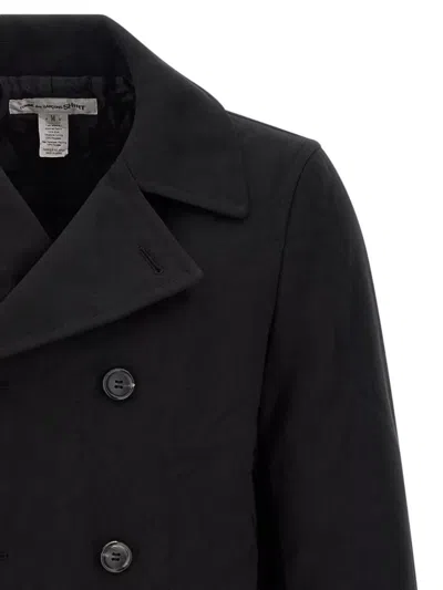 Comme Des Garçons Double-breasted Canvas Coat In Black