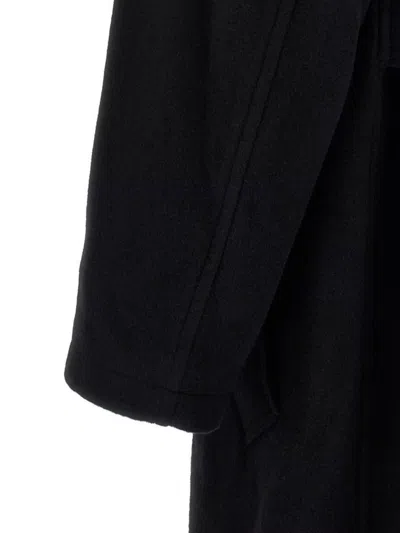 Yohji Yamamoto Belted Hooded Coat Featuring Button Detail In Black