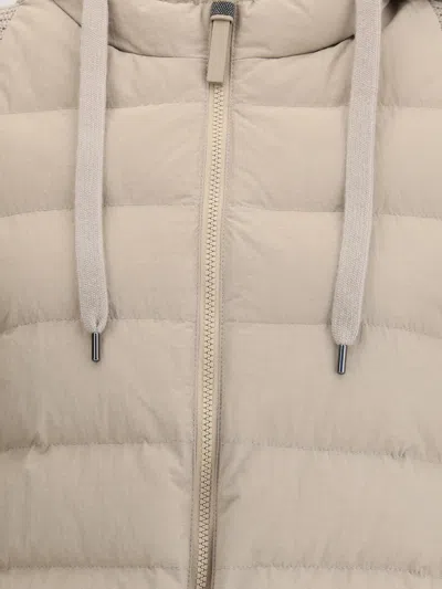 Brunello Cucinelli Women Wool Sleeved Down Jacket In Neutral