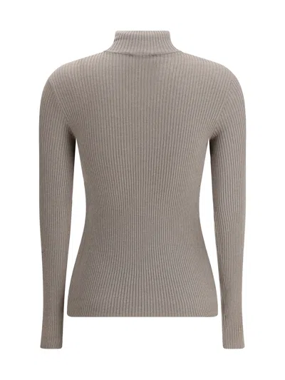 Brunello Cucinelli Women Zipped High Neck Top In Brown