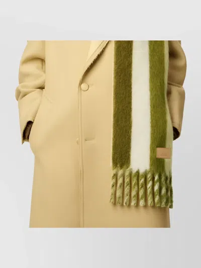 Ami Alexandre Mattiussi Rectangular Scarf With Fringed Edges And Stripes In Green