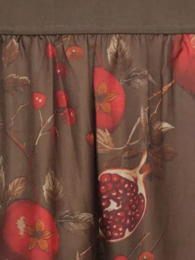 Uma Wang Wide-leg Pansy Pants With Contrasting Pomegranate Design In Brown