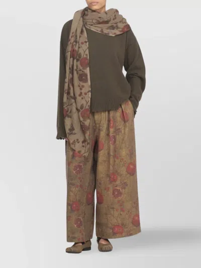 Uma Wang Green Cashmere Sweater With Distressed Details In Brown