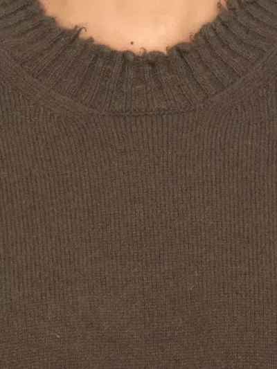 Uma Wang Green Cashmere Sweater With Distressed Details In Brown