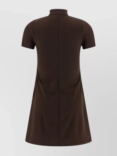 Courrèges Mini Dress With High Collar And Pockets In Brown