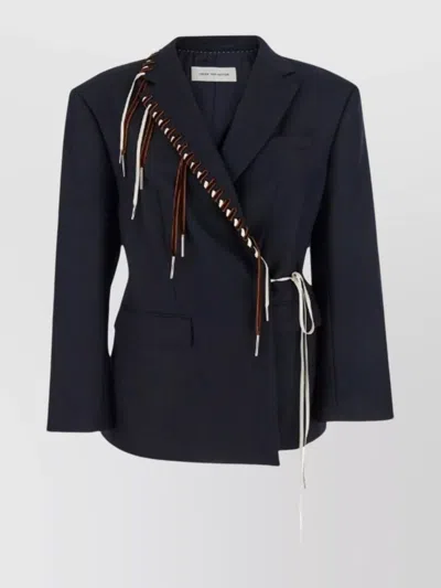 Dries Van Noten Baftan Long Sleeve Notched Lapel Jacket In Blue