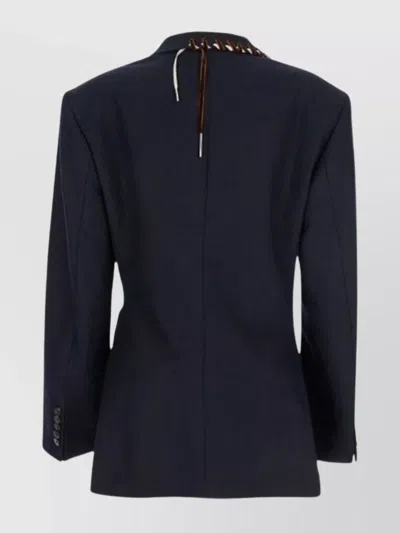 Dries Van Noten Baftan Long Sleeve Notched Lapel Jacket In Blue