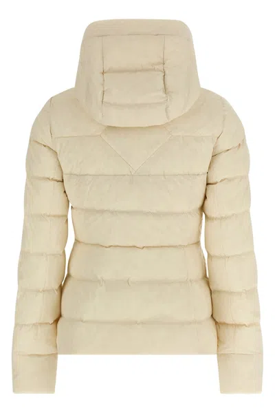 Canada Goose Quilted Down Coat With Hood And Fitted Silhouette In Neutral