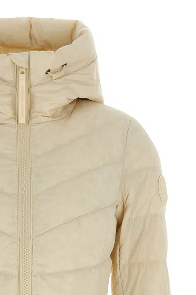 Canada Goose Quilted Down Coat With Hood And Fitted Silhouette In Neutral